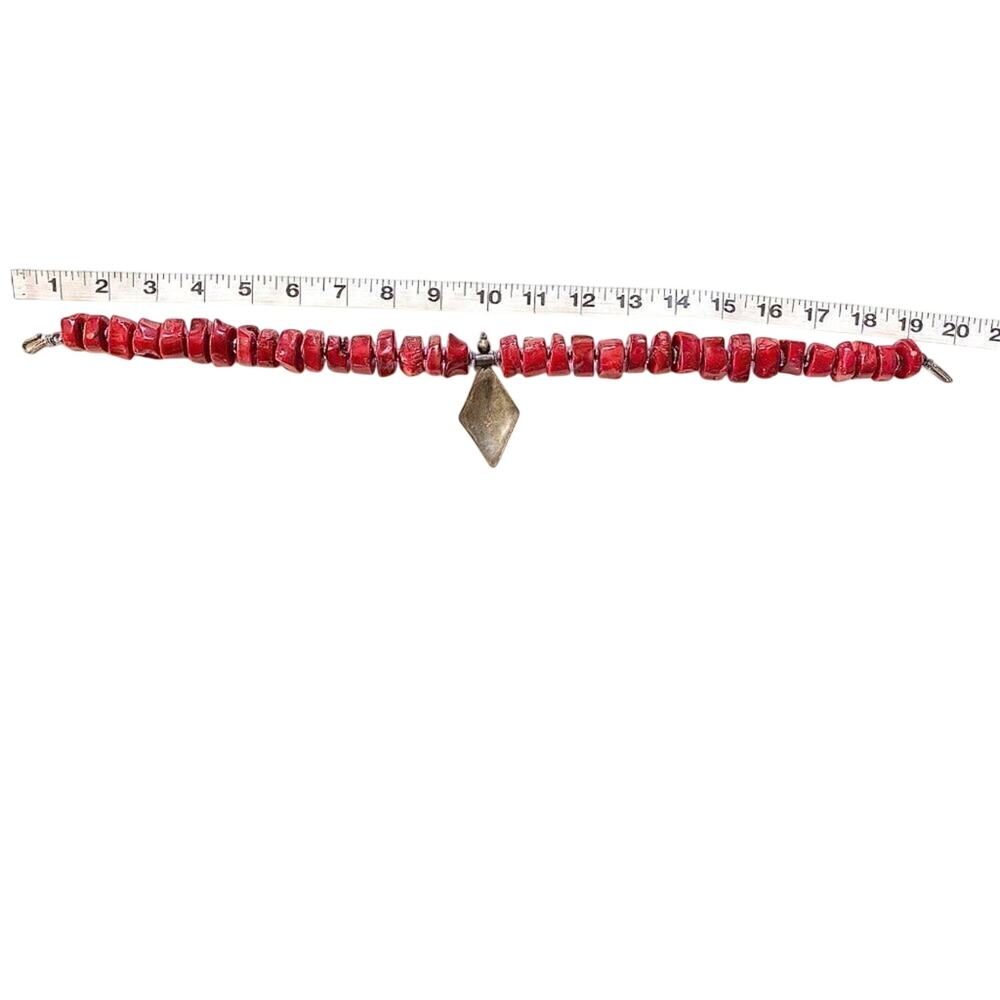 Chunky Red Coral Statement Necklace Sterling Silver Pendant 20” 10.3oz‎ - Picture 13 of 14
